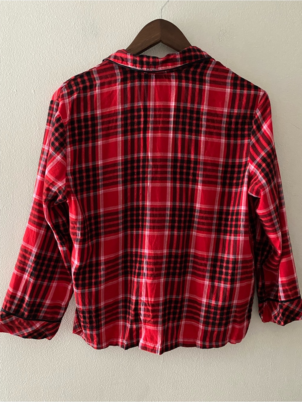 Victoria’s Secret Women’s Pajama Set 2 Piece Red&Black Plaid Gold Thread - Picture 8 of 16
